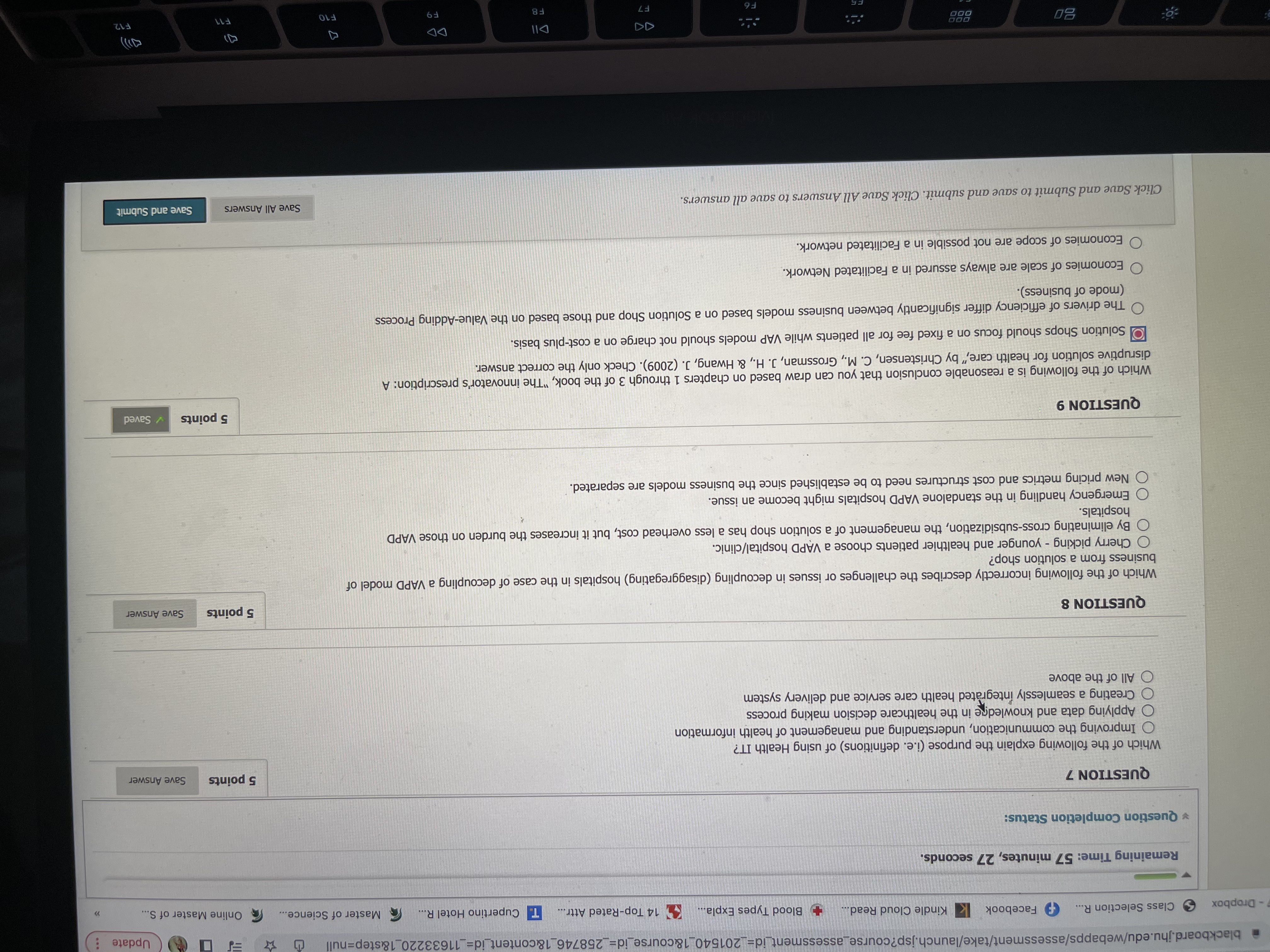 Master of S. Remaining Time: 57 minutes, 33 seconds. Question Completion Status: