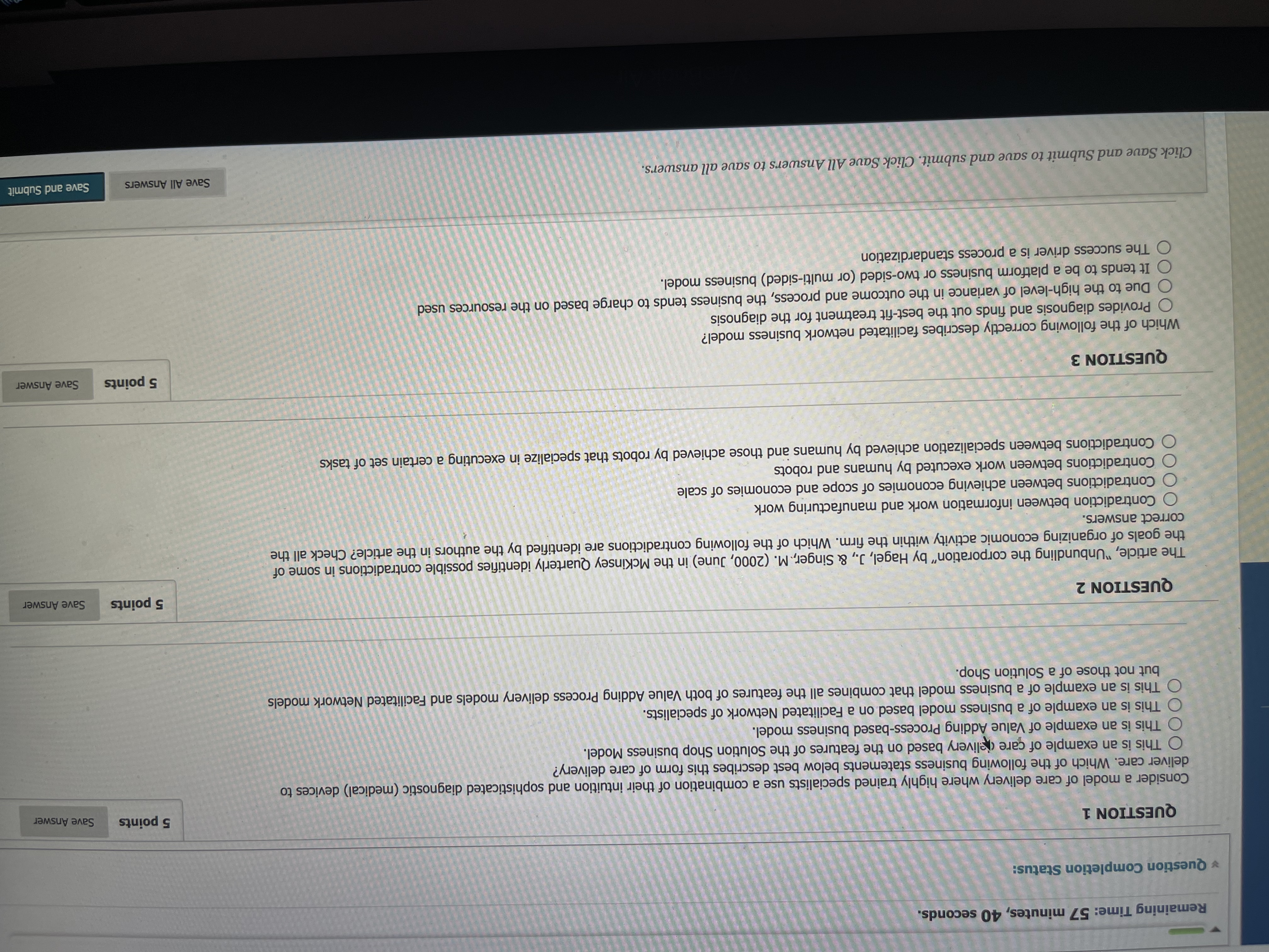 the economic driver for each core business functions defined by Dr. Porter?