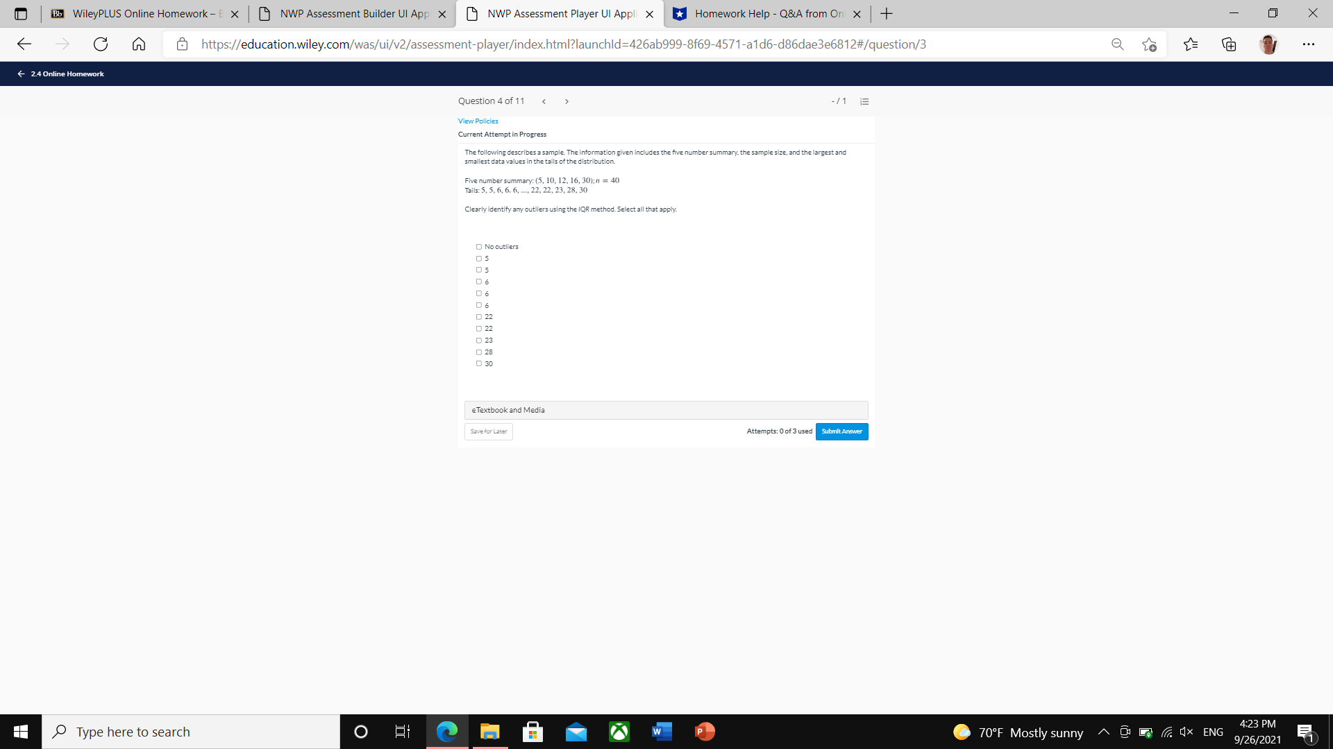 Bb WileyPLUS Online Homework - E X NWP Assessment Builder UI
