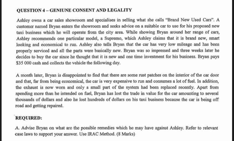 - CAPACITY (MINORS) Bradley, the 17-year-old son of wealthy parents who live