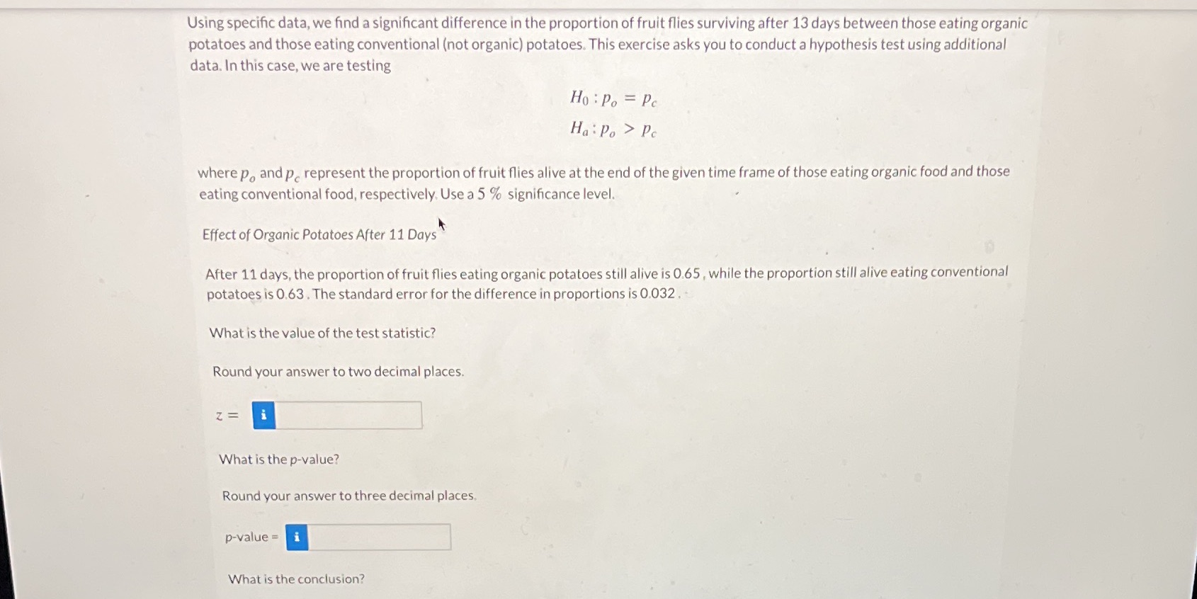please help thank you Using specific data, we find a significant difference
