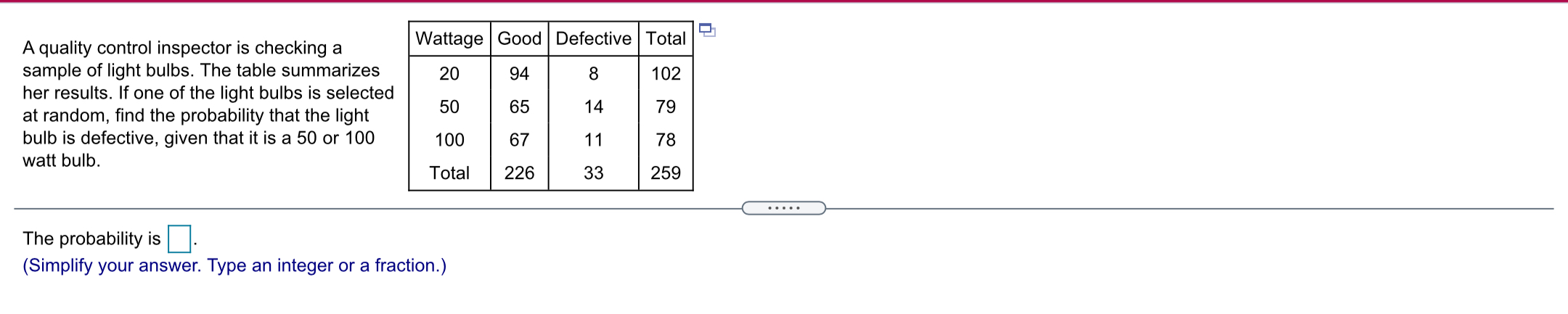 random, find the 83 12 95 probability that the lightbulb is defective,