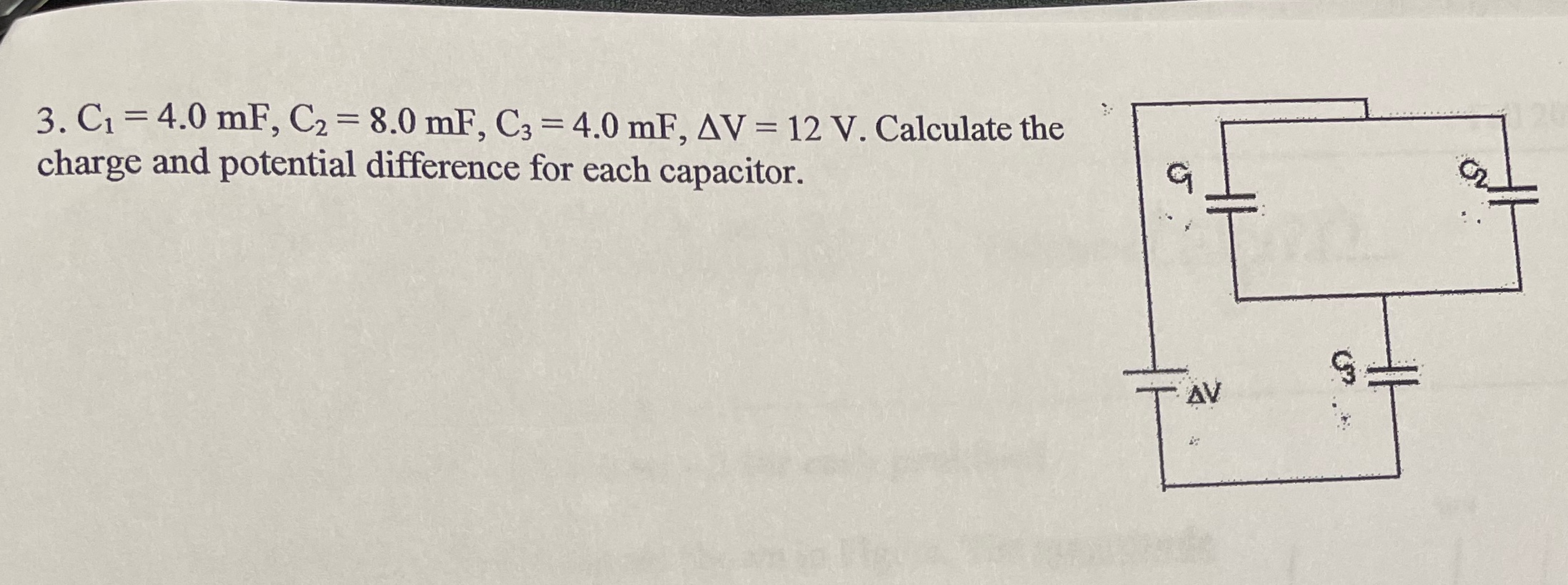 Can someone help me solve 3. C1 = 4.0 mF, C2 =