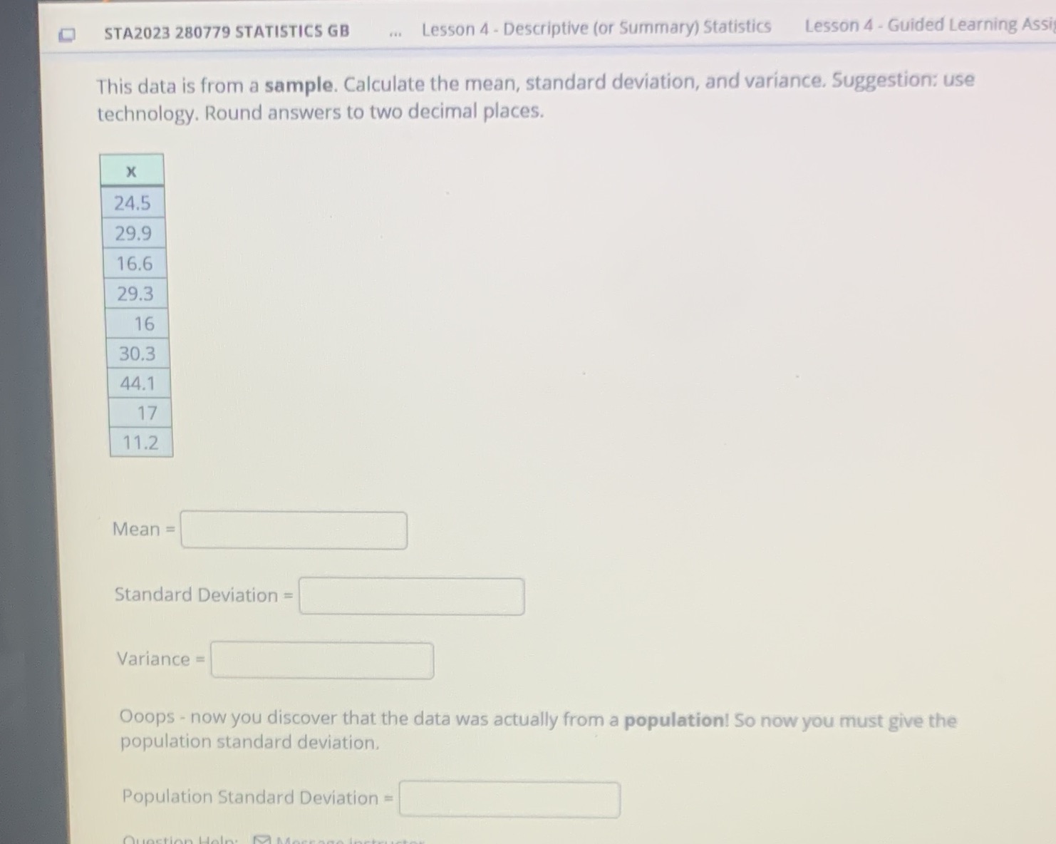  STA2023 280779 STATISTICS GB .. Lesson 4 - Descriptive (or Summary)