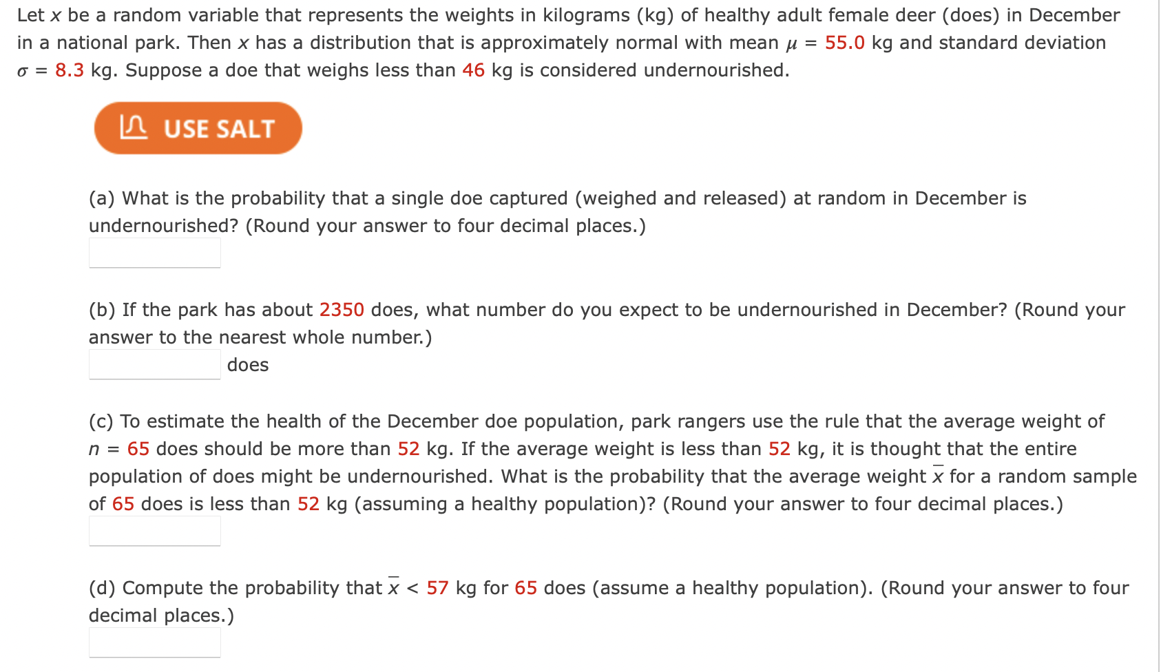  Let x be a random variable that represents the weights in