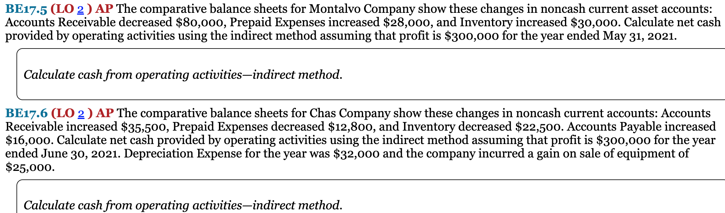  BE17.5 (LO 2 ) AP The comparative balance sheets for Montalvo