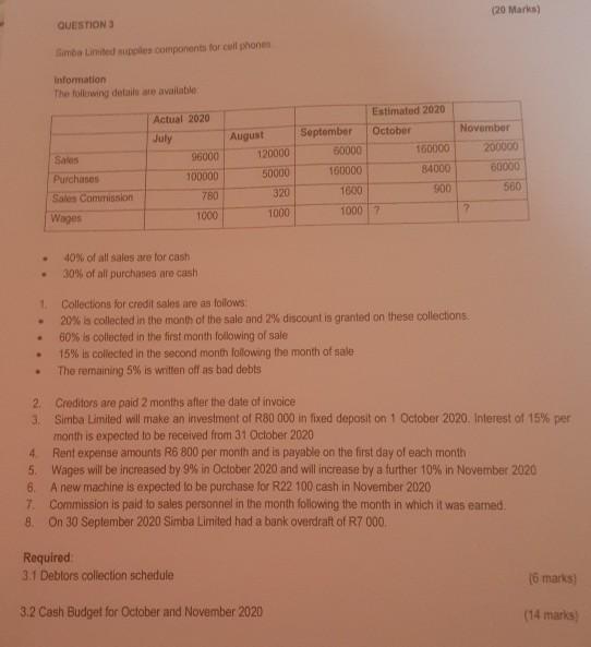 REQUIRED: Use the information provided below to answer the following questions: (3