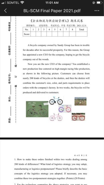 please help SOMTEL 11:01 AM BL-SCM Final Paper 2021.pdf L R. :,:2021.12.3L