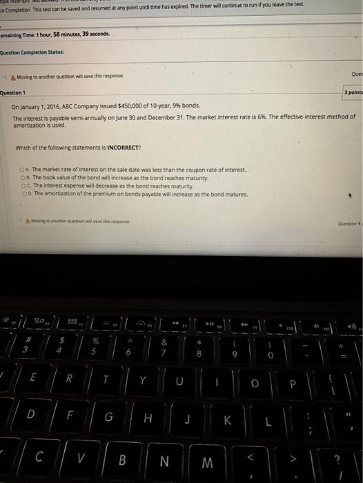  e Completion This test can be saved and resumed at any