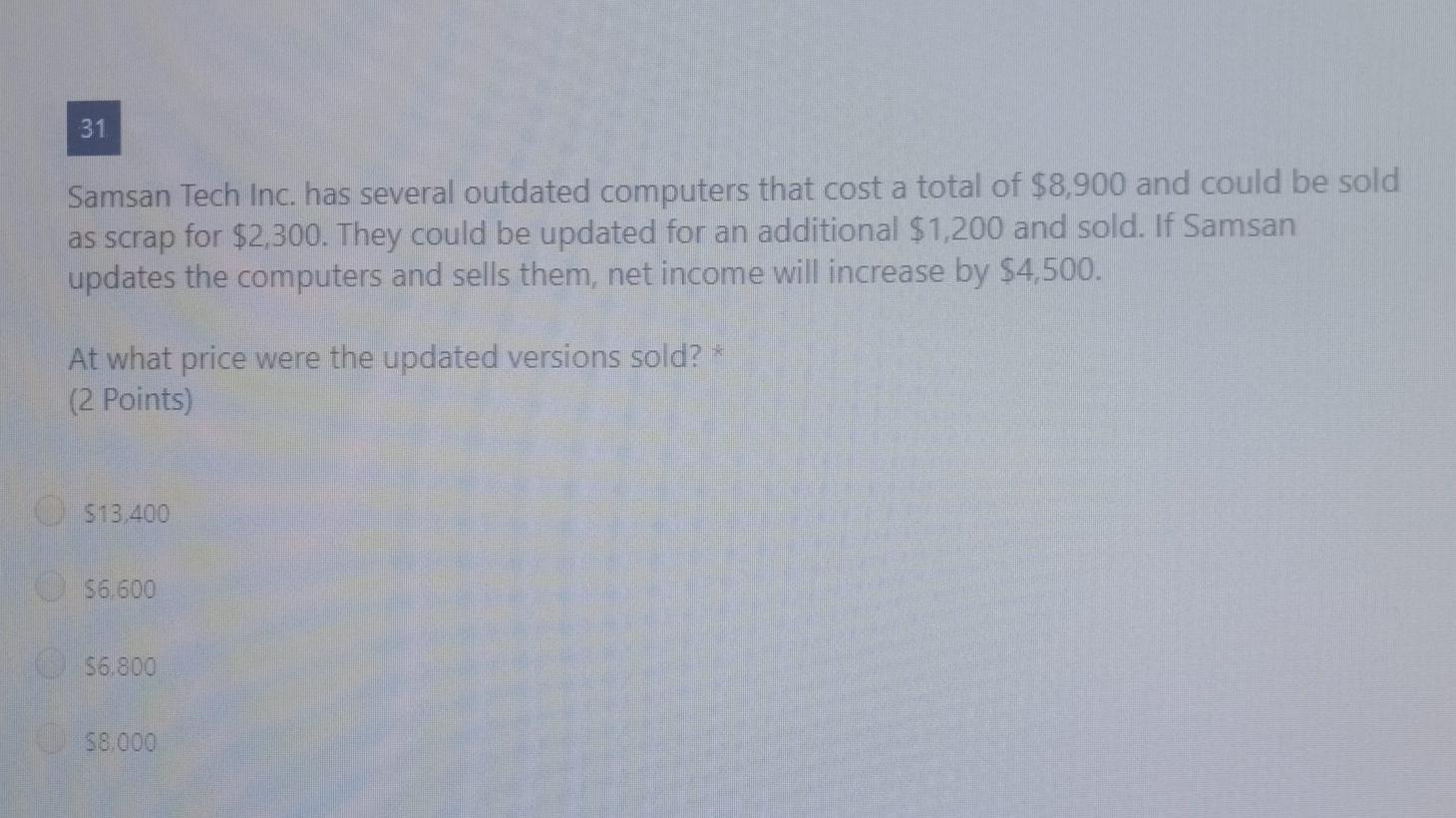  31 Samsan Tech Inc. has several outdated computers that cost a