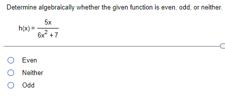 please helpthank youplease helpthank youplease helpthank youplease helpthank you Determine algebraically whether