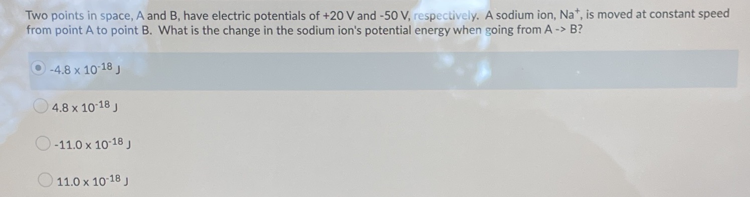 Please give explanation Two points in space, A and B, have electric
