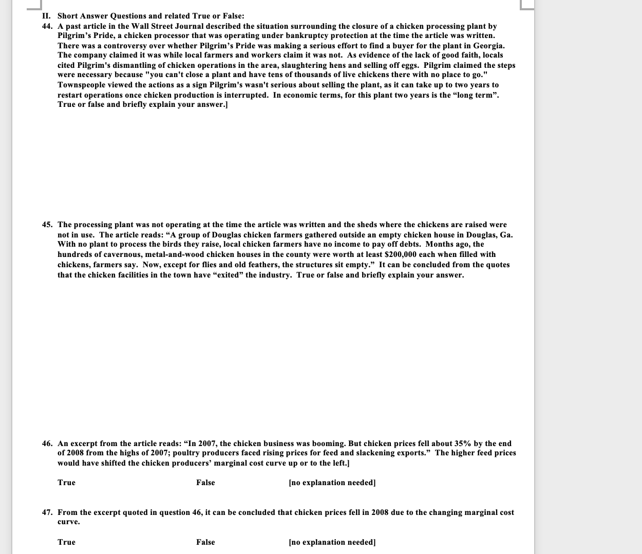 Please be clear. _l 44. 45. 46. 47'. Short Answer Questions and