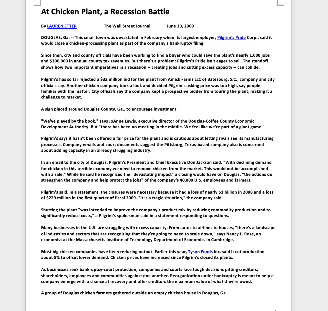 related True or False: A past article in the Wall Street Journal