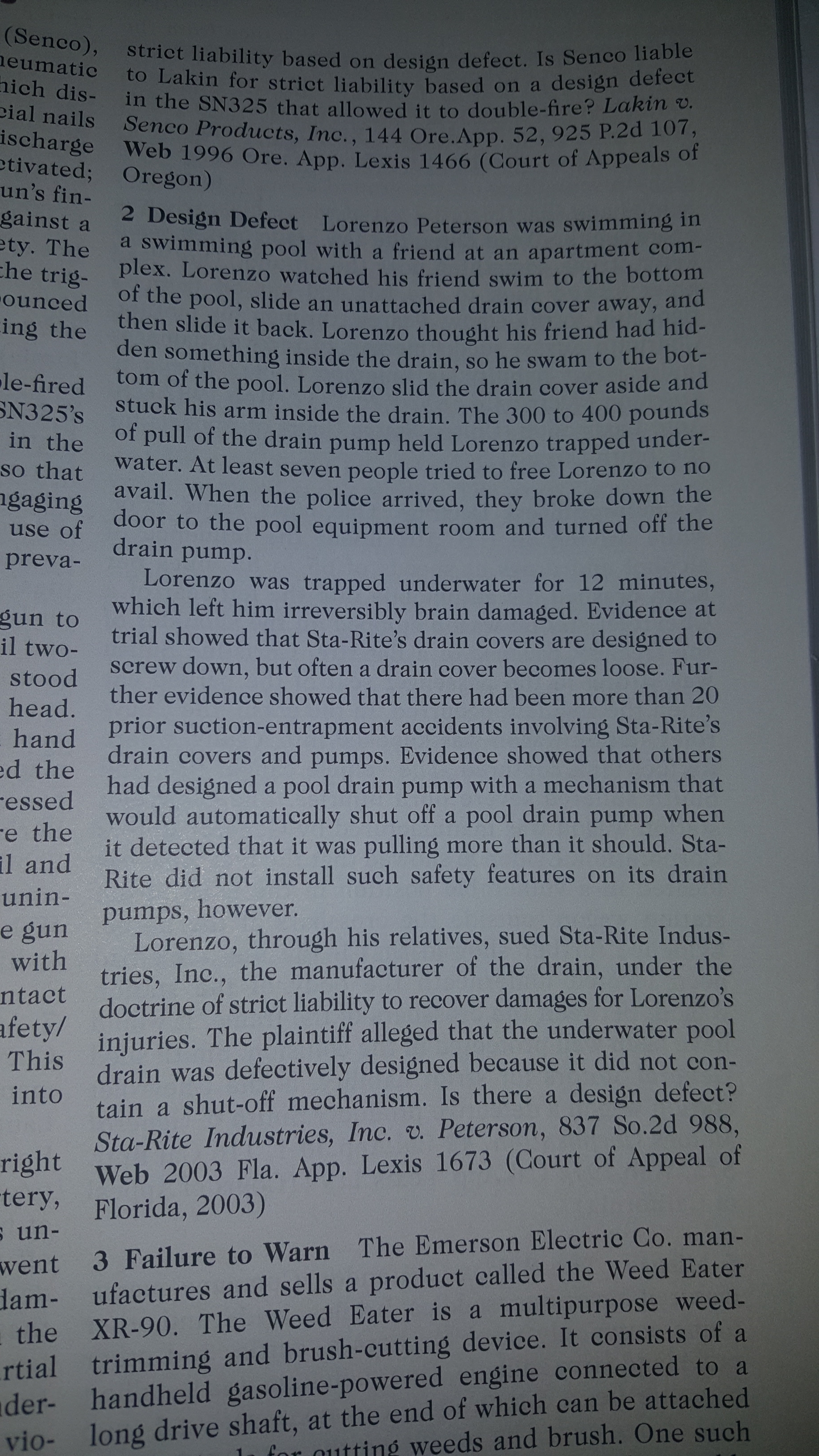  (Senco), eumatic strict liability based on design defect. Is Senco liable