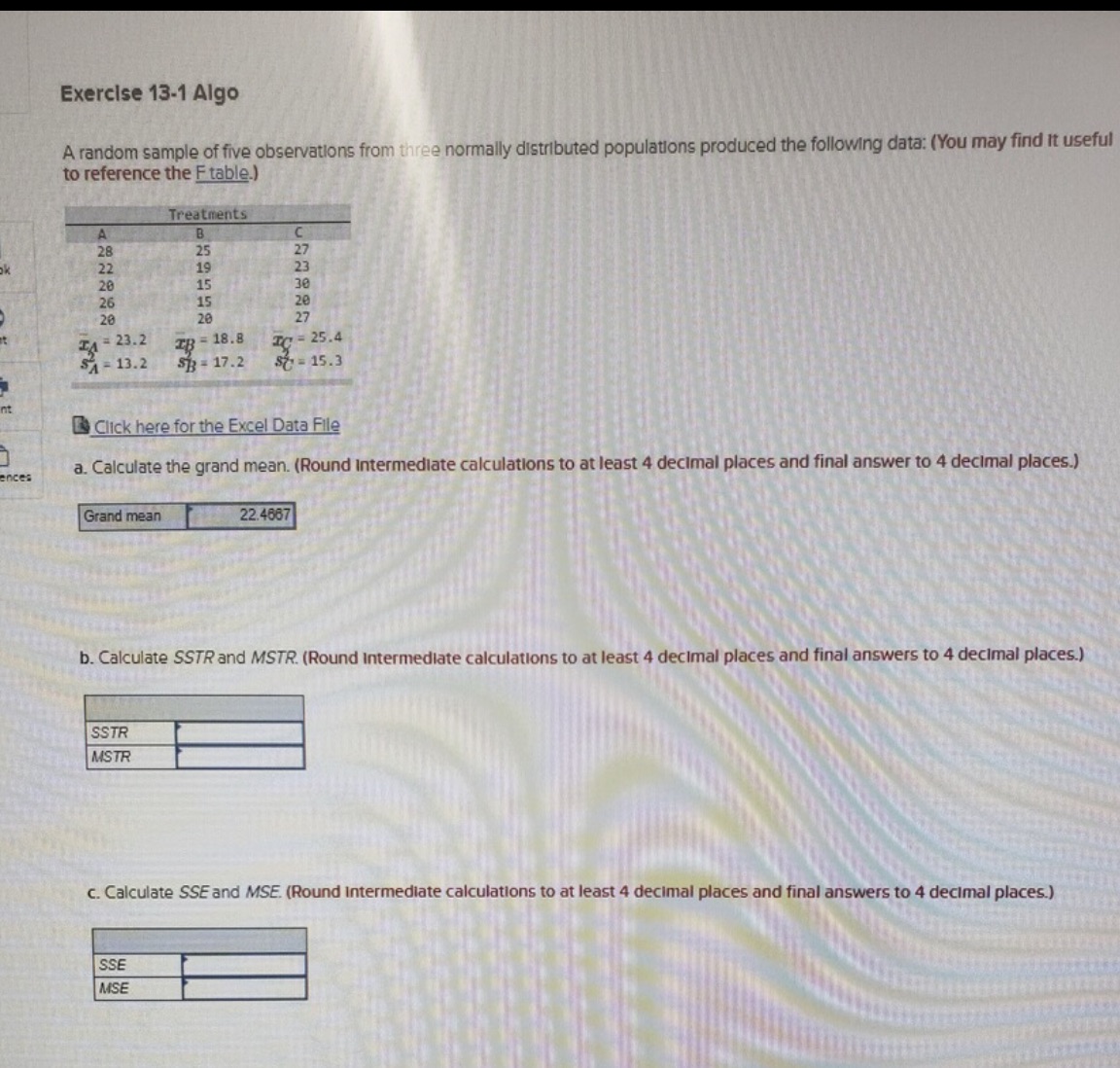 Could you also help me find the test statistic and the answers