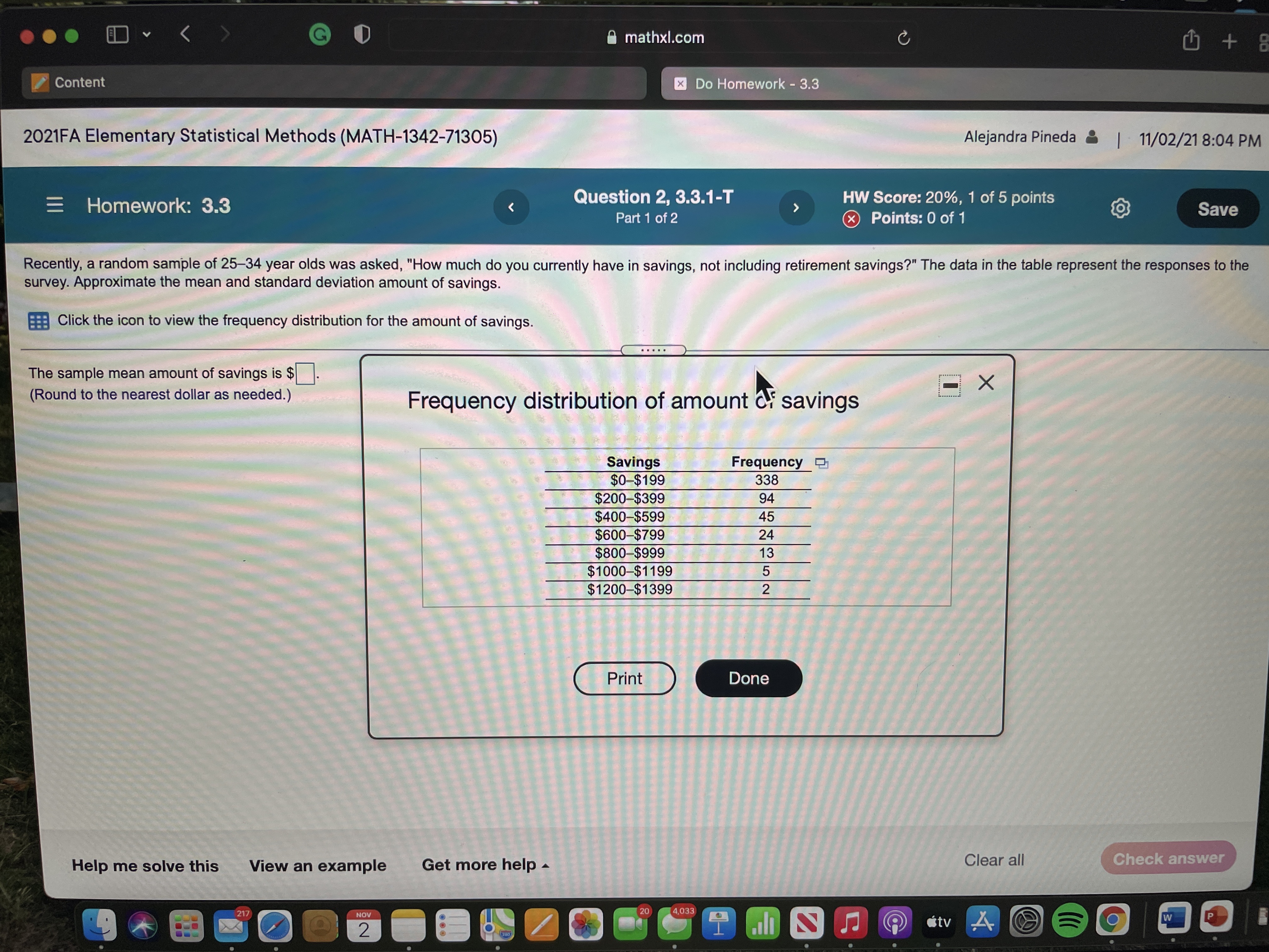 O G mathxl.com C + Content x Do Homework - 3.3
