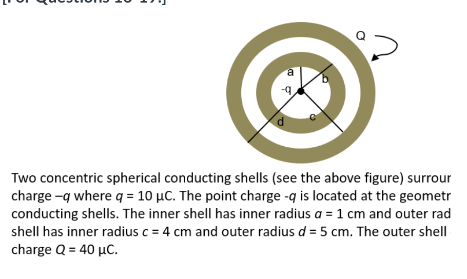  Q a -q C Two concentric spherical conducting shells (see the