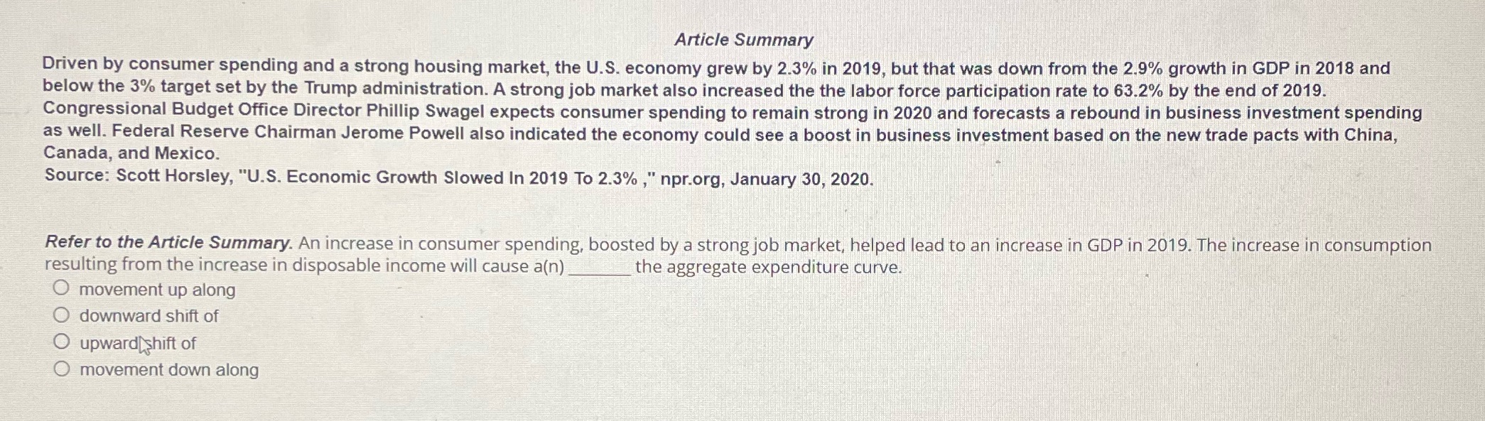  Article Summary Driven by consumer spending and a strong housing market,