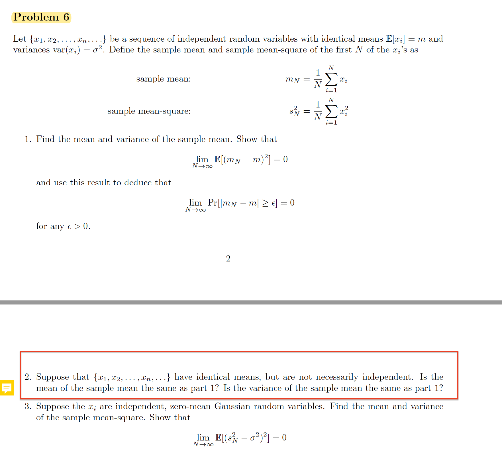  Problem 6 Let {$1, $2, . . . ,rrn, . .