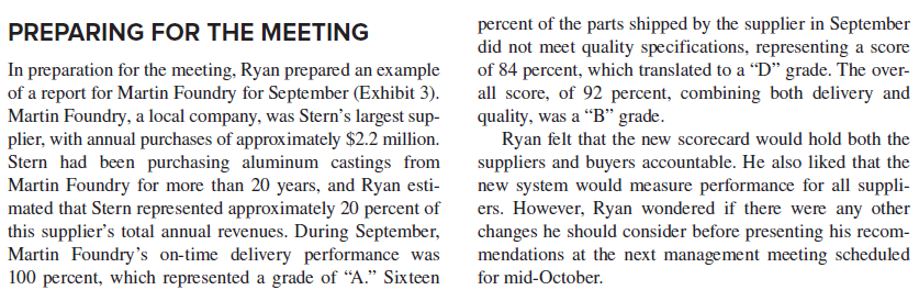 inventory turns, purchasing cost reduc tion initiatives, and supplier performance. Two weeks