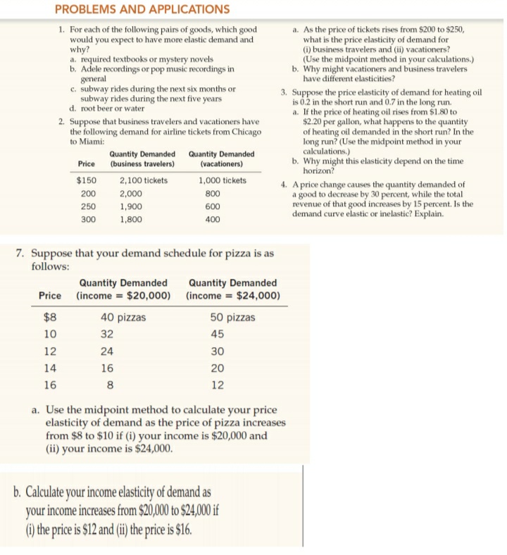 PROBLEMS AND APPLICATIONS I. For each of the following goods, which good