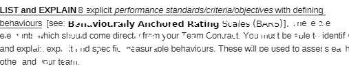  LIST and EXPLAIN 8 explicit performance standards/criteria/objectives with defining behaviours see: