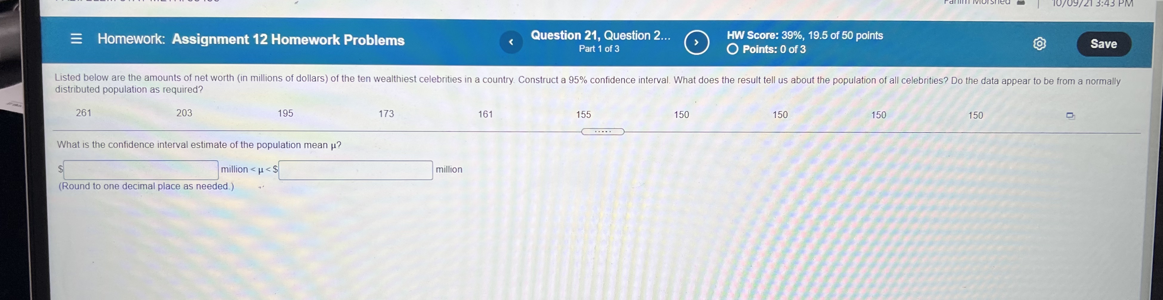 Homework: Assignment 12 Homework Problems Question 22, Question 2... HW Score: 39%,