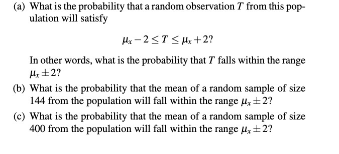 (a) What is the probability that a random observation T from