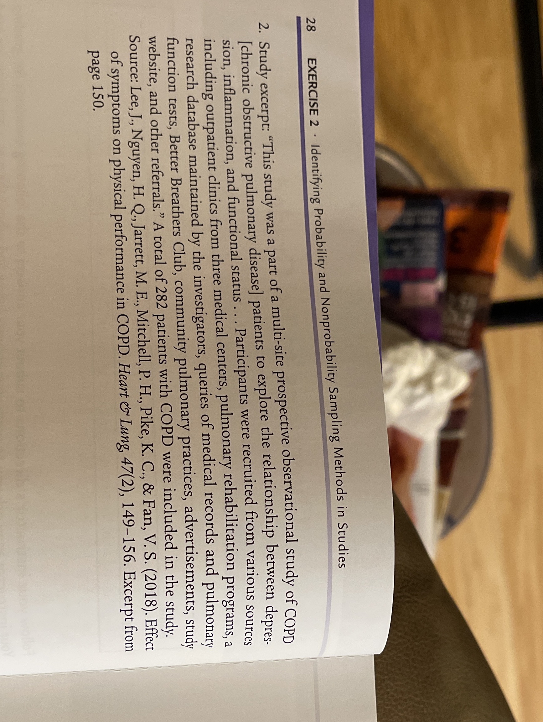 For each question include sampling method presented is eithe a probability or