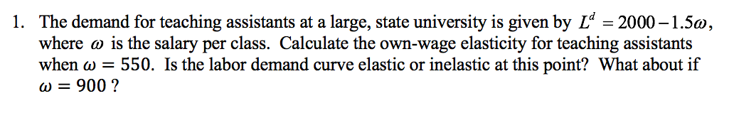 please answer this question 1. The demand for teaching assistants at a