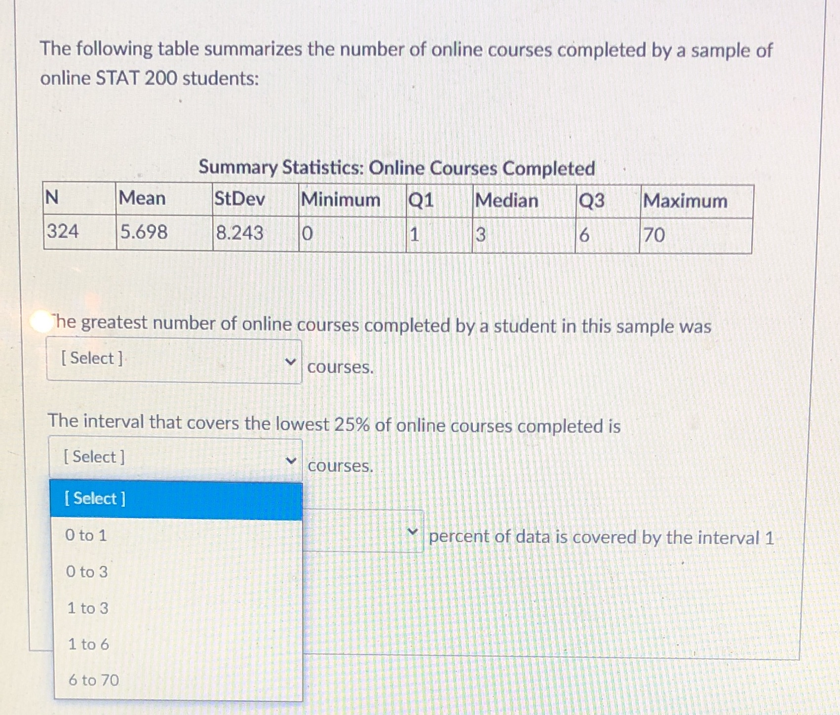 Drop down box is shown for second question. The third one says
