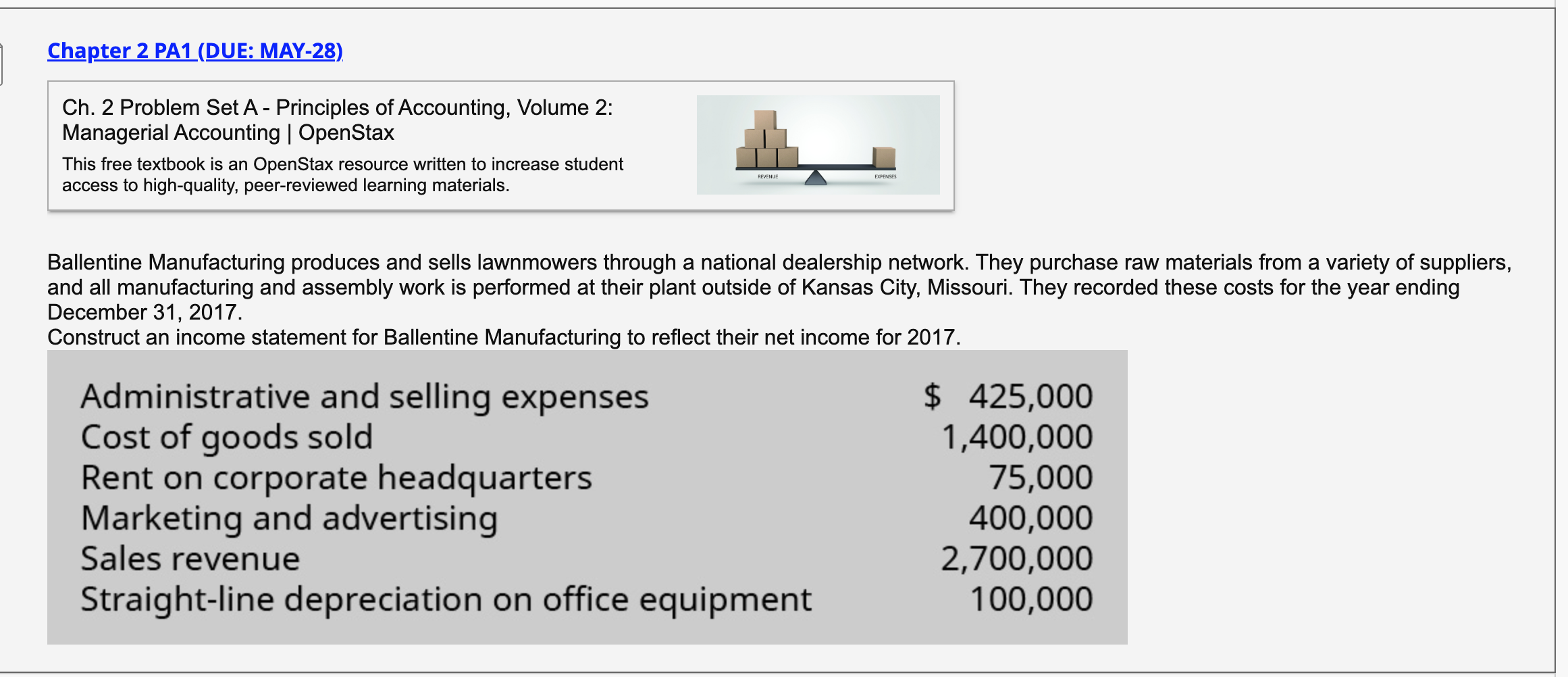 Chapter 2 PAI (DUE: MAY-28) Ch. 2 Problem Set A- Principles of