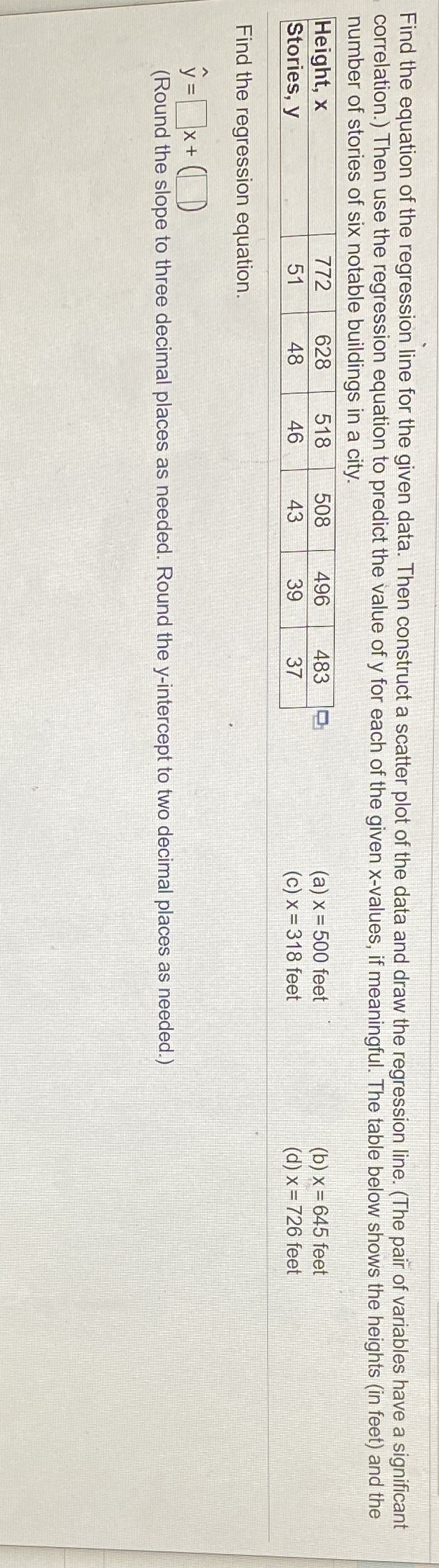  Q3) Use y = 3.52x - 4.16 to plot the two