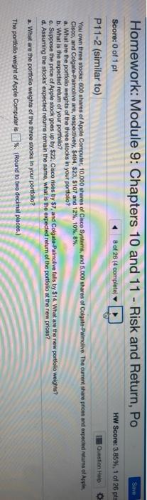 Risk and Return Due Friday by 10:59pm Points 26 Submitting an external