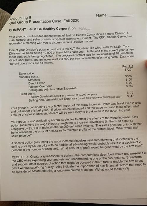  Using a Microsoft Excel spreadsheet for the back page Accounting 11