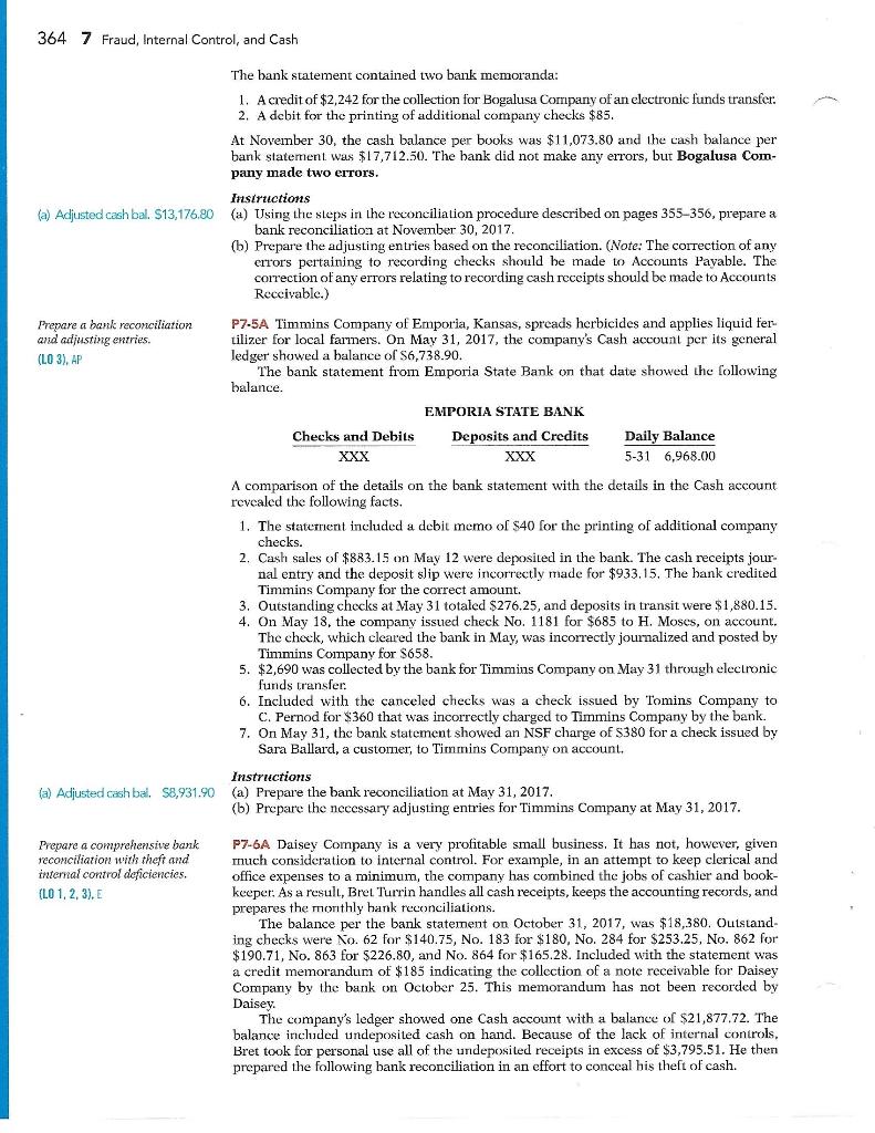 as of July 31. (a) Adjusted cush bal. $7,024.00 (b) Prepare the
