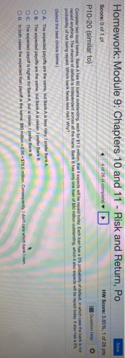  Homework: Module 9: Chapters 10 and 11 - Risk and Return,