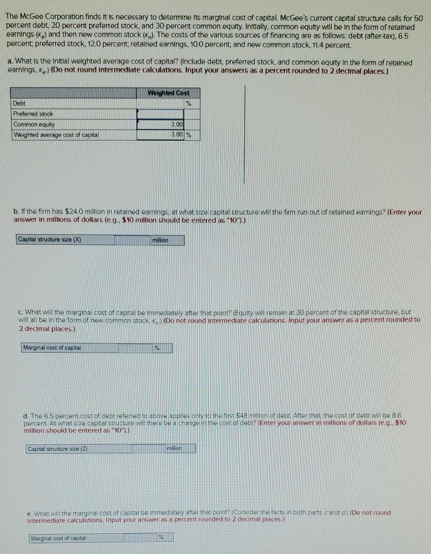  Please help the learner with questions a -> e The McGee