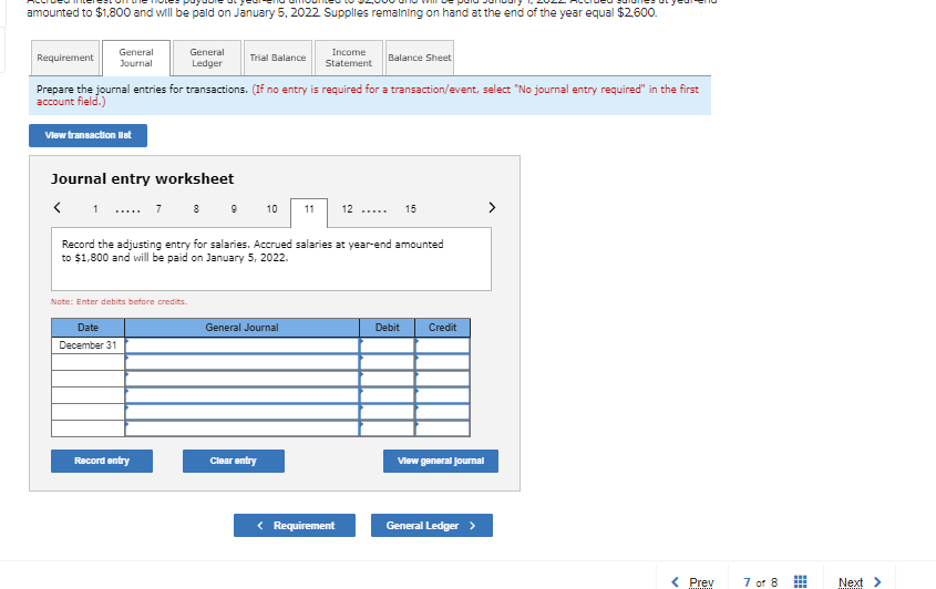 1, 2021. Includes the following account balances: Credits Debits $ 44,500 28,700