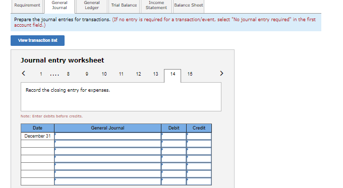 $187,00 The following is a summary of the transactions for the year.