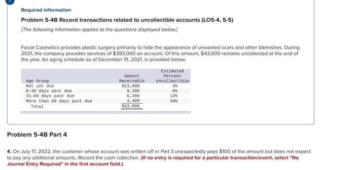 bad debts. Note: Enter debits before credits. General Journal Debit Credit Date