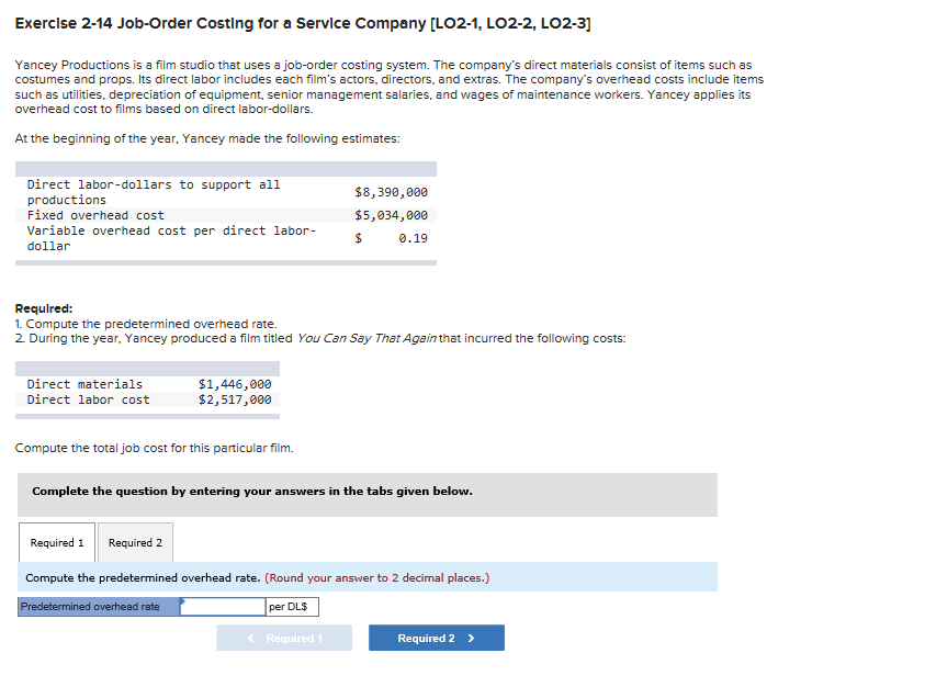 a Plantwide Predetermined Overhead Rate [LO2-3] Mickley Company's plantwide predetermined overhead rate