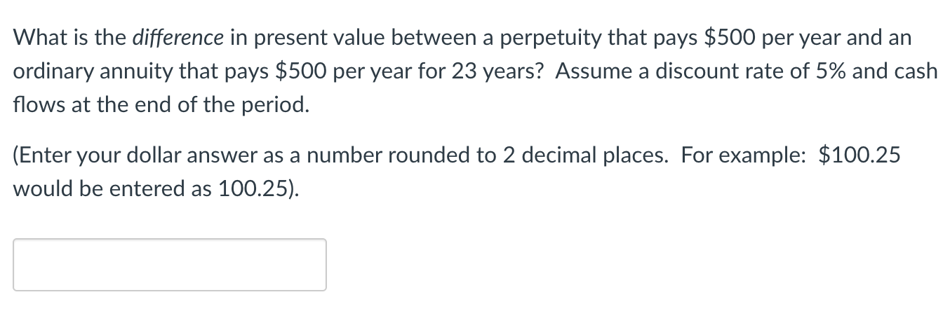 What is the difference in present value between a perpetuity that