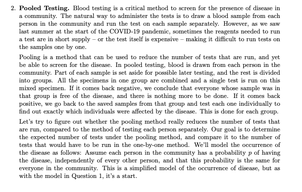 2. Pooled Testing. Blood testing is a critical method to screen