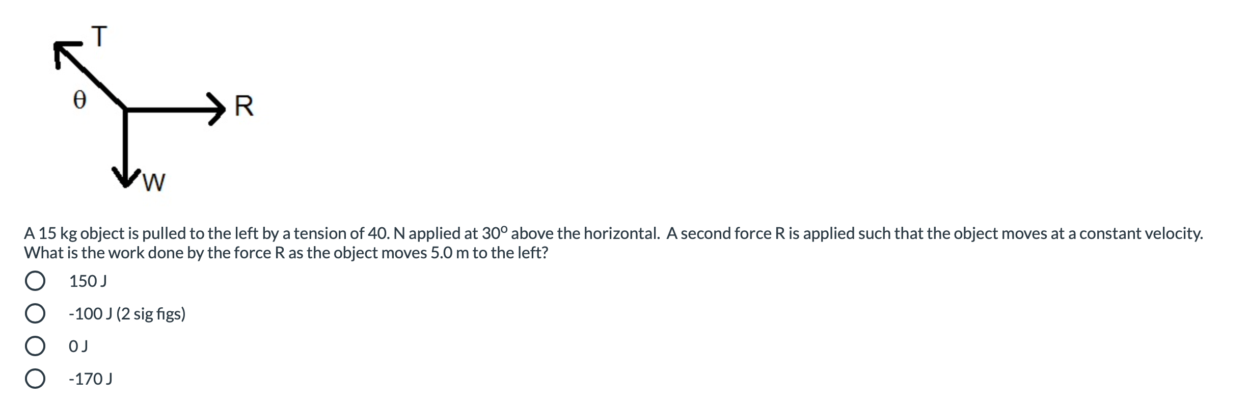 T R W A 15 kg object is pulled to the