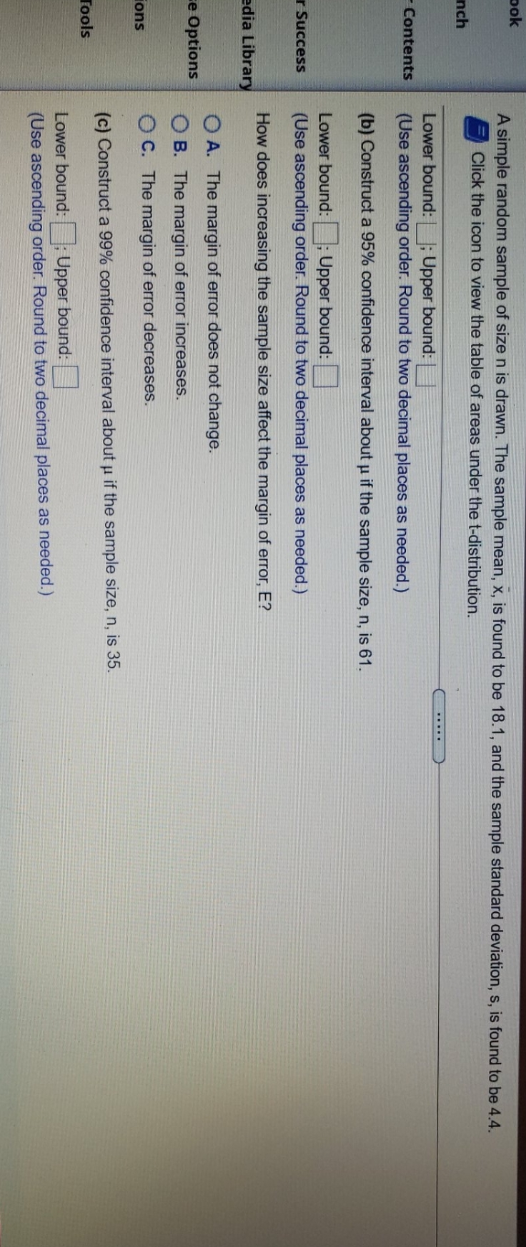 pls help with hw question ook A simple random sample of size