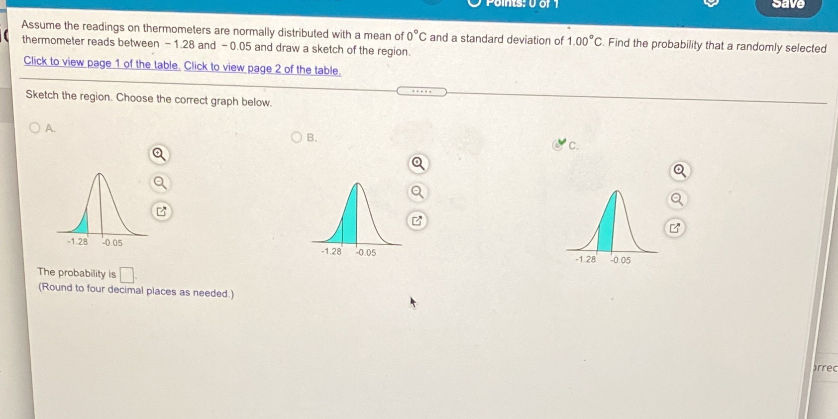 Can you please help me answer the probability part please. Save Points: