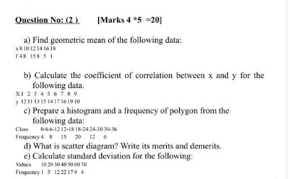  Question No: (2 ). [ Marks 4 $5 =20] a) Find