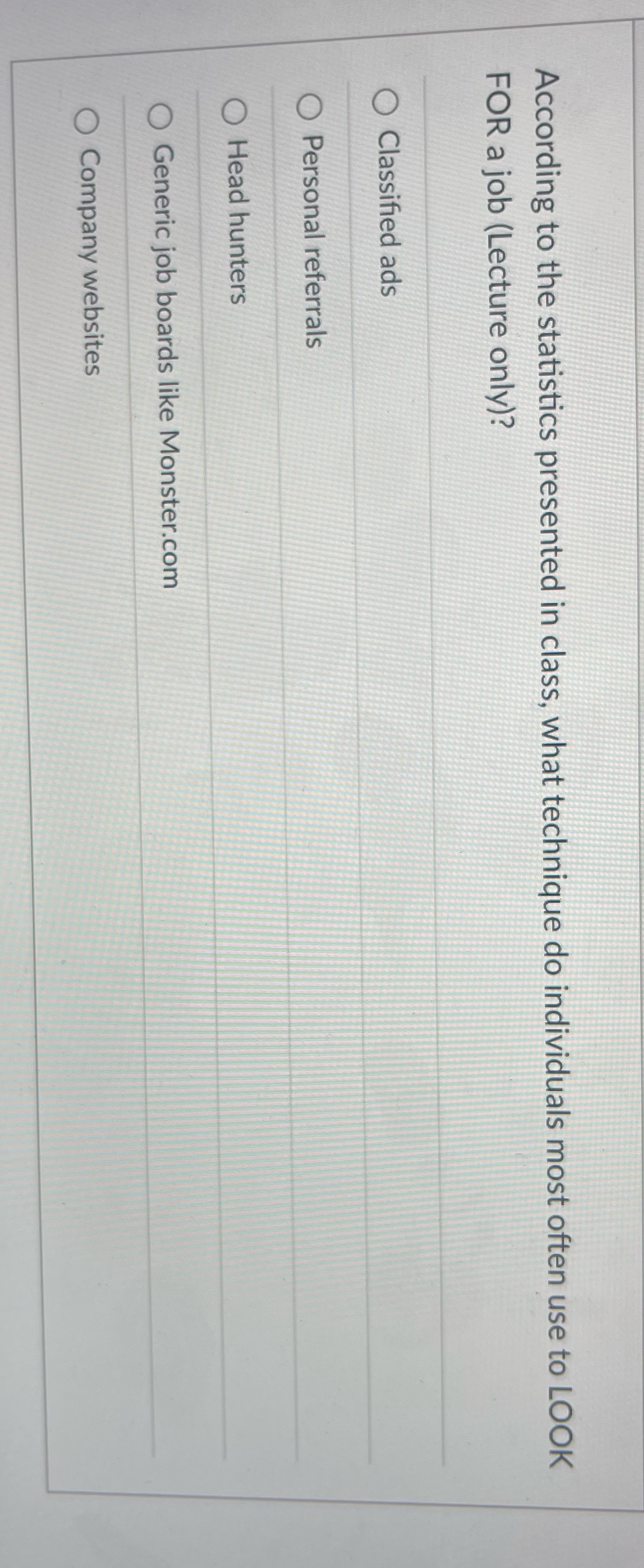  According to the statistics presented in class, what technique do individuals